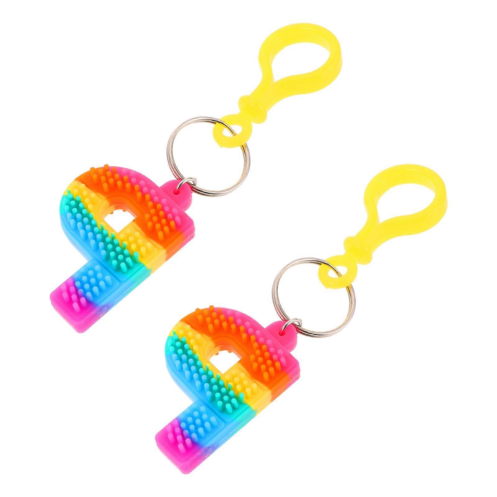 4Pcs Alphabet Key Decors for Key Chains Multi Color Bag Decorations