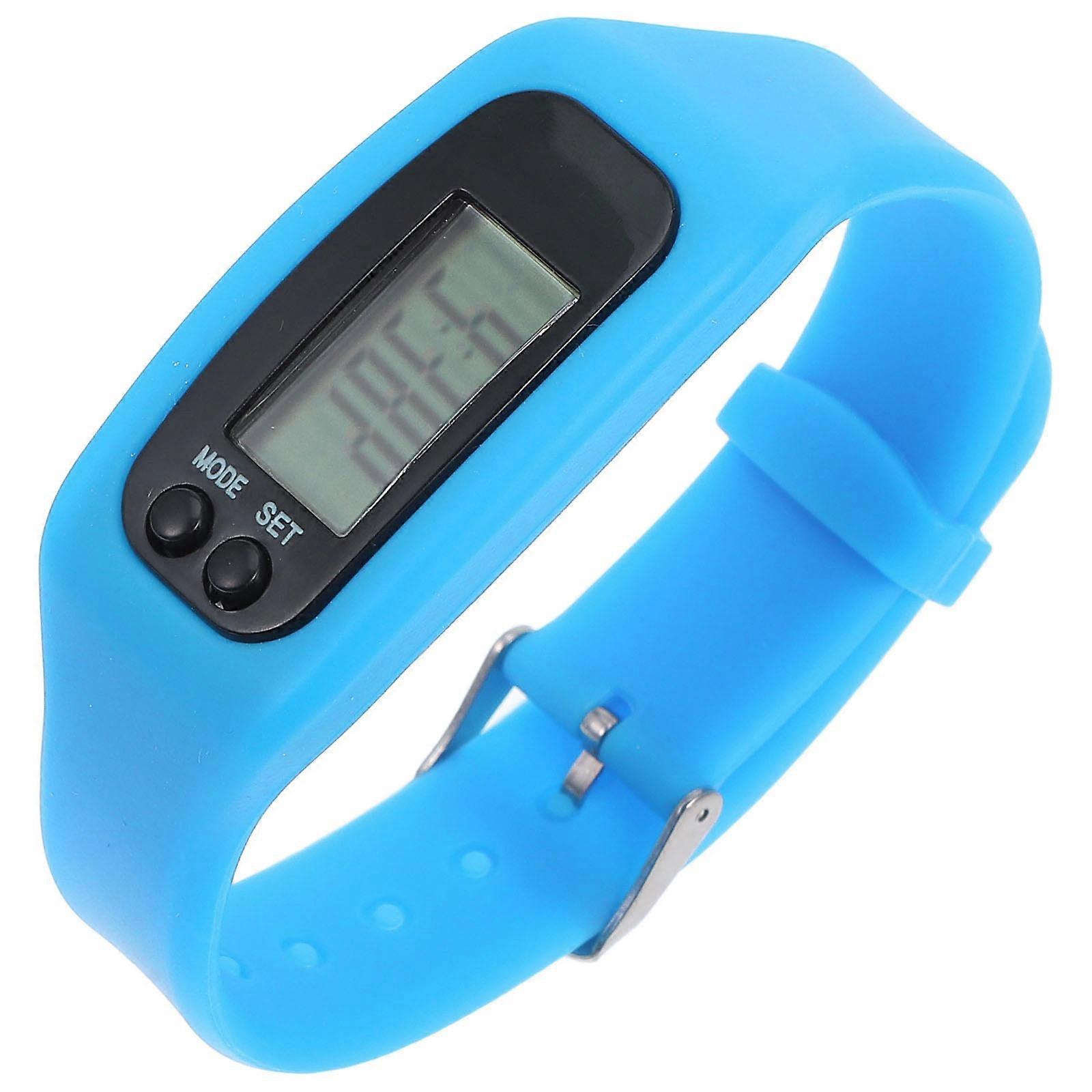 Bracelet Watch Wrist Pedometer for Step Counting 2Pcs Silicone Blue