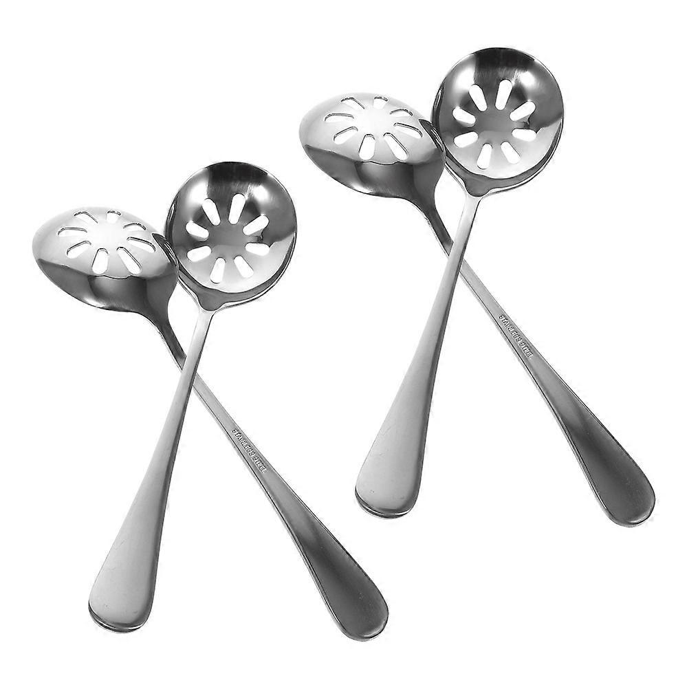 Reusable Kitchen Slotted Spoons Metallic Ergonomic Design for Draining Liquids 8Pcs