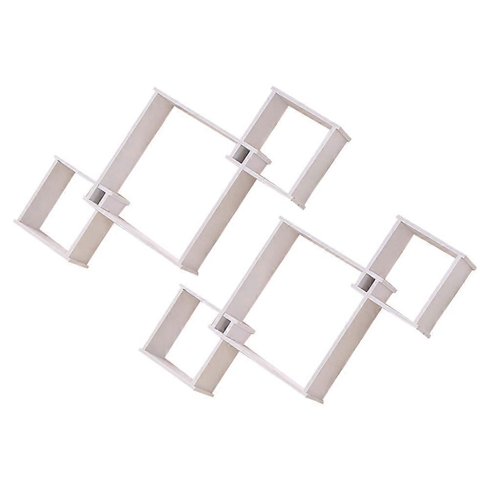 Wooden Floating Shelf Wall Mounted for Storage 2Sets White Shelves