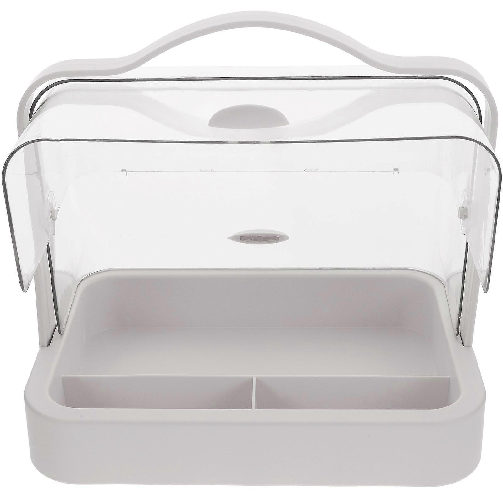 Makeup Organizer Box for Home 2Pcs White Storage Box with Clear Lid