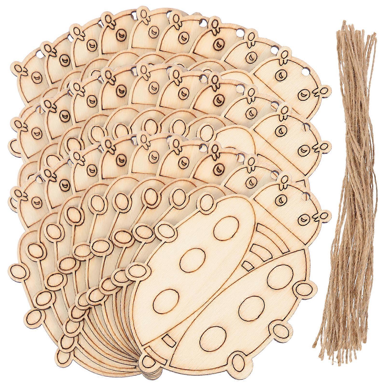 DIY Wooden Cutouts Beetle Shape for Craft Use 100Sets Unfinished Wooden Slices