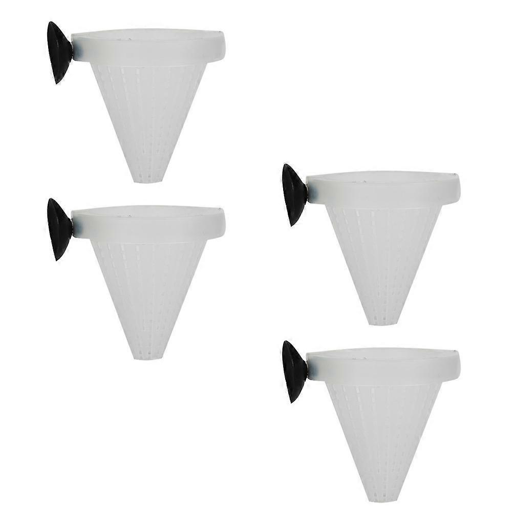 Red Feeder Feeding Cup Plastic for Pet Fish Use 4Pcs
