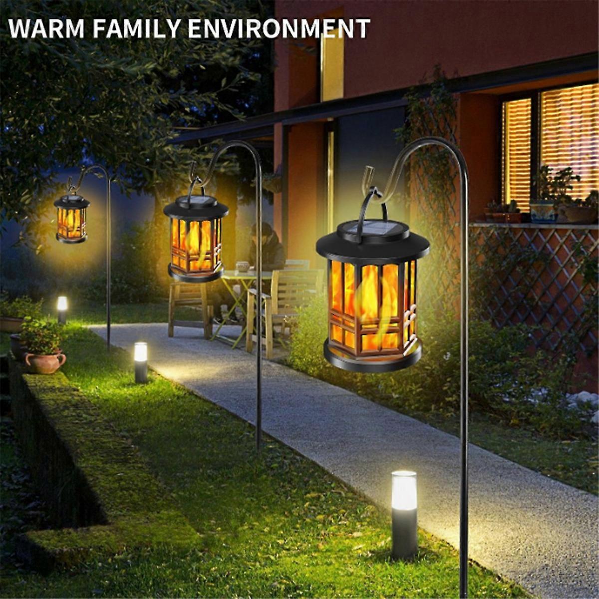 Solar Flameless Lantern Light Hanging Dancing Flame Lantern Light Auto on/Off Decorative Fire Lanter