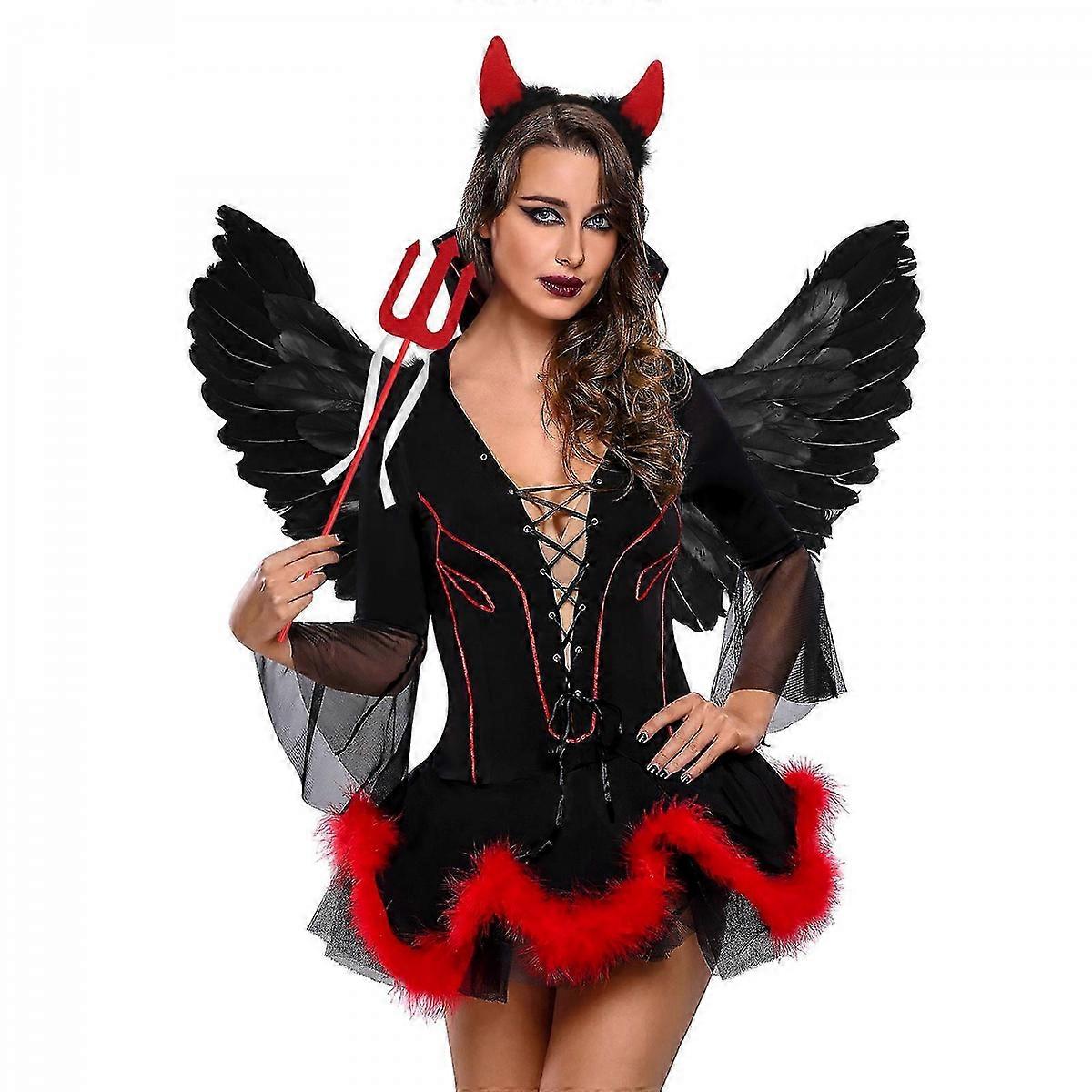 Black Wing Costume Set for Halloween Party Includes 3 Pieces