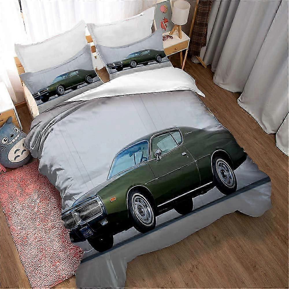 Reversible Duvet Cover Green Patterns Printed Duvet Cover with Zipper, 3 Pieces, Light and Soft Microfiber) 26s