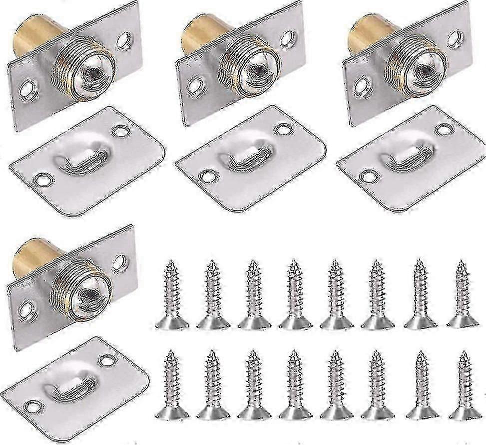 4 Messing Ball Catch Låse Rustfrit stål Flush Mount Skabsdør