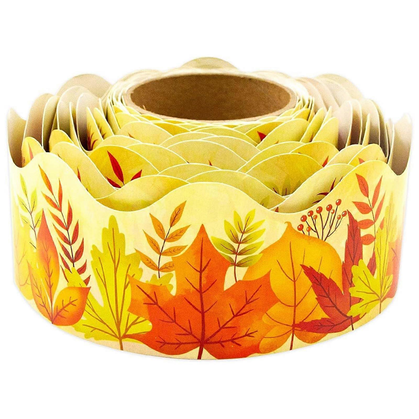 10m Maple Leaves Bulletin Board Border, Autumn Classroom Border, Adhesive Bulletin Board Trim Sticker For School