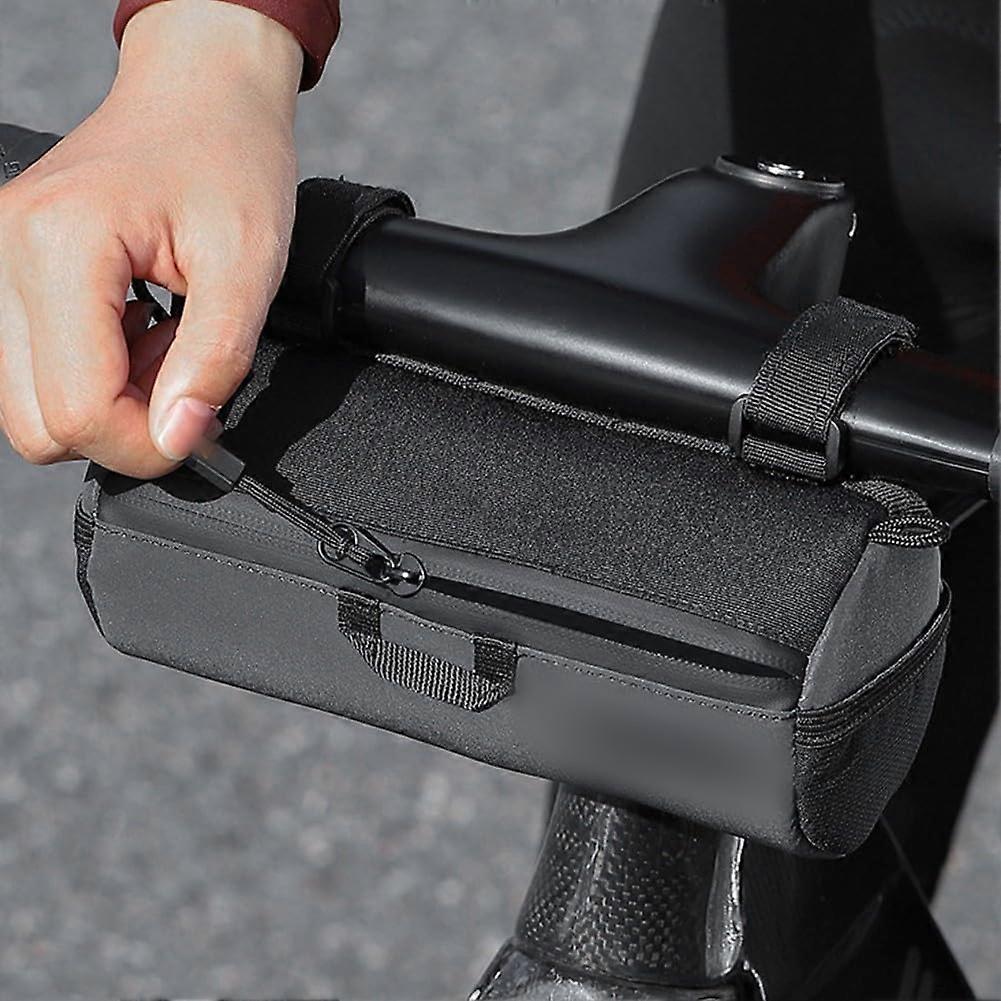 Spacious Handlebar Bag For Cyclists With Secure Attachment Straps Reflective Strips Water Resistant Nylon