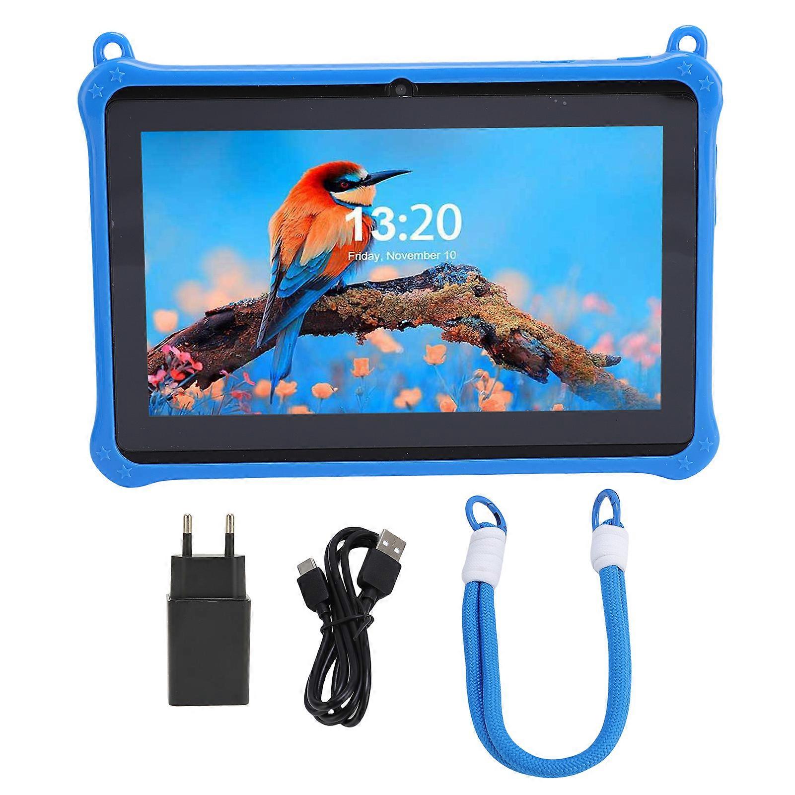 7 Inch Kids Tablet with Silicone Case 32GB Android 13 Double Camera Educational Apps Blue