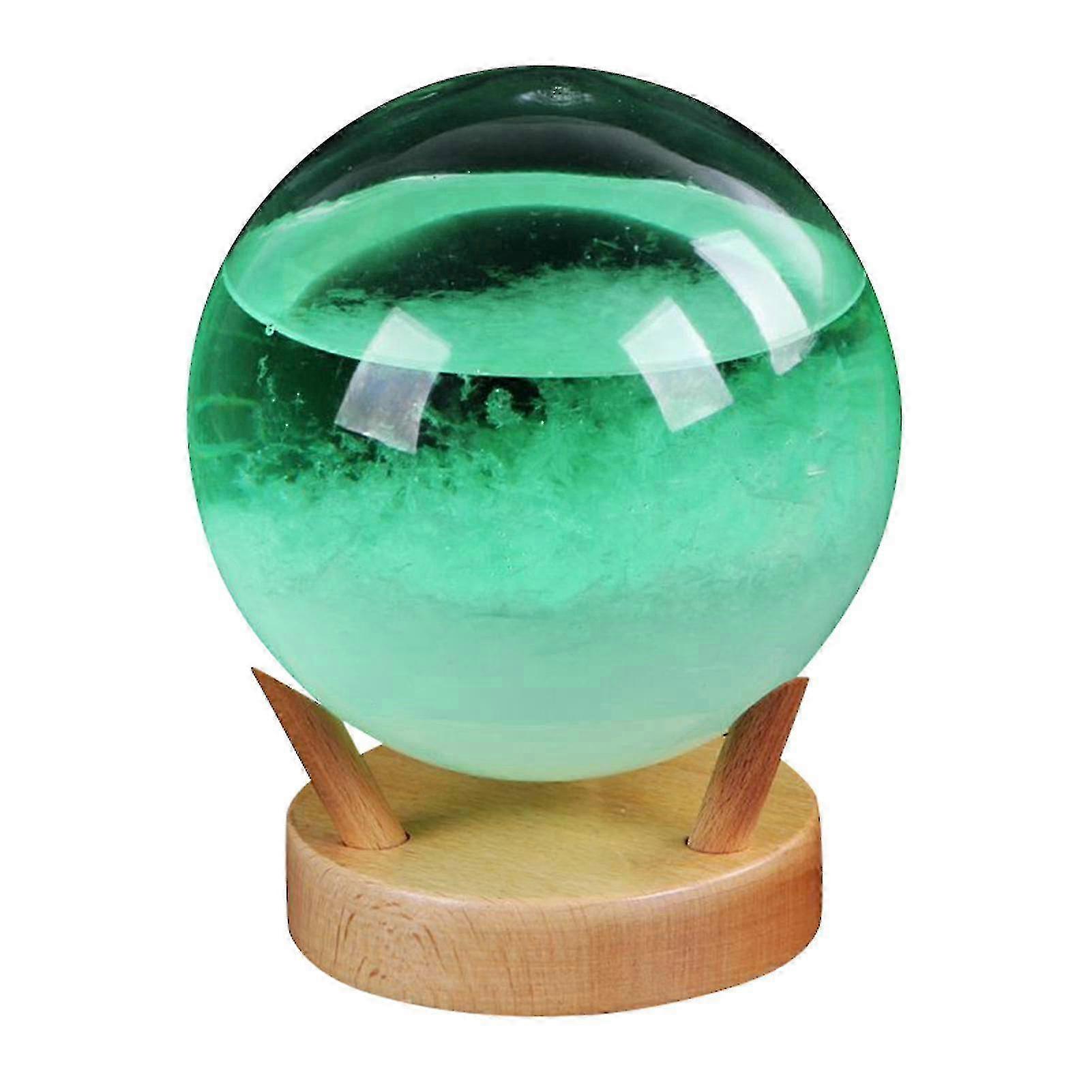 Hot Tempest Glass Ball Predictor Color Weather Forecast with Wood Base Decorative Barometer with LED