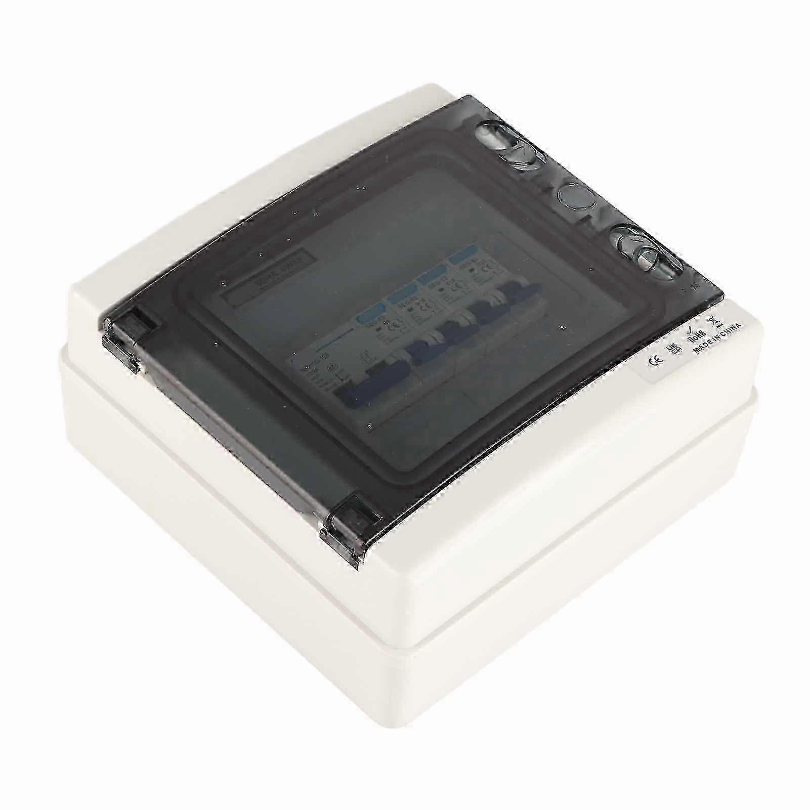 Distribution Box: 4-Way Waterproof Junction Case with 4MCB & Master Switch 100A for Home Use