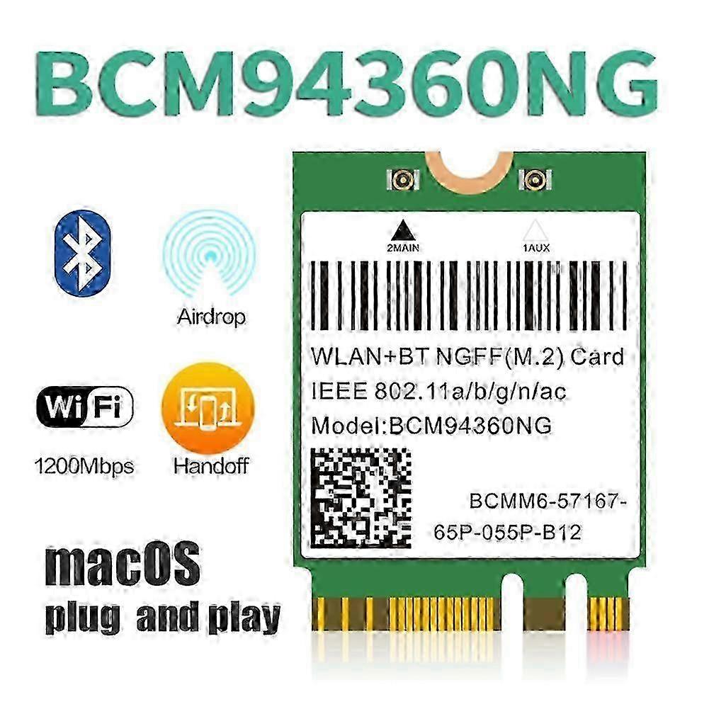 1200mbps 802.11ac Wifi Card Bcm94360ng Ngff M.2 5ghz Wlan Bluetooth 4.0 Card Dw1560 Wireless Networ