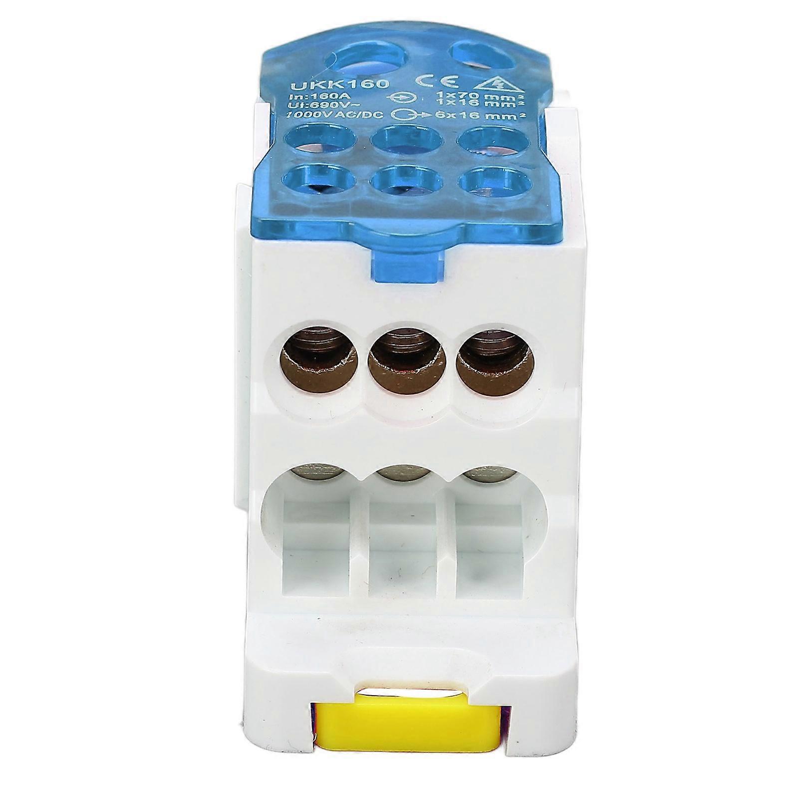 Terminal Distribution Box 690V 160A DIN Rail Terminal Block Power Junction Box for Electricity Blue 