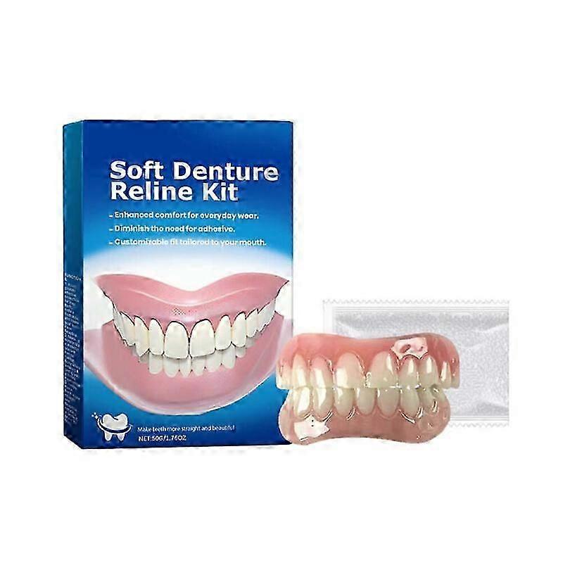 Soft Denture Reline Kit, False Teeth Set, Snap on proteser, Myke proteser for øvre og nedre protese, Soft Reline Kit, Protese Silikon Reline Kit, Proteser