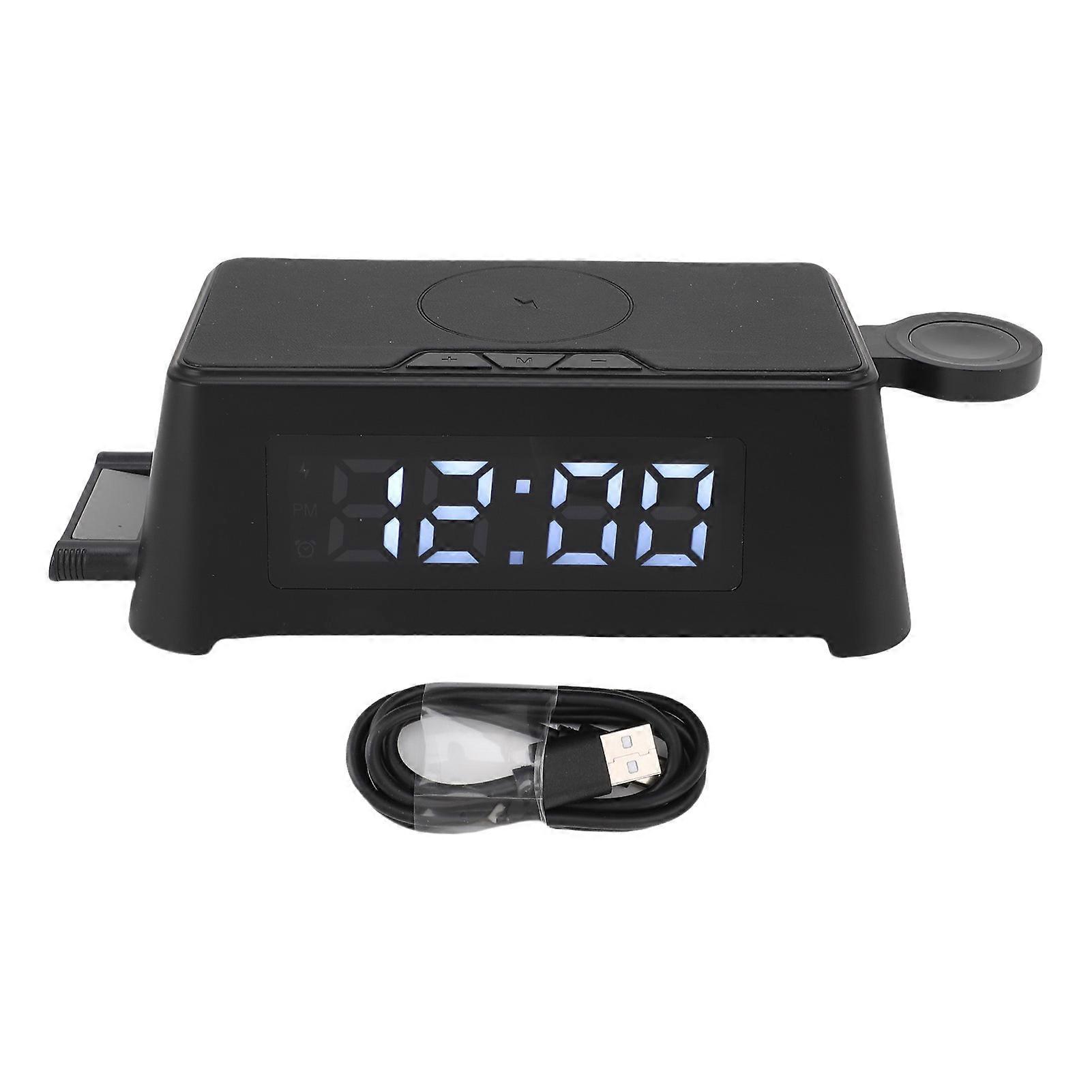 6 in 1 Wireless Charger with Alarm Clock Time Temperature Display, Charging Station for Phone Headphone Watch Fast Charging