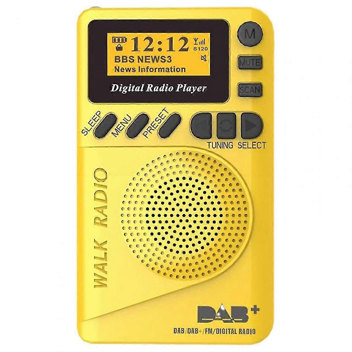 Pocket Radio Portable Dab Digital Radio Rechargeable Fm Radio Lcd Speaker Walk Or Jog | Radio(yellow)
