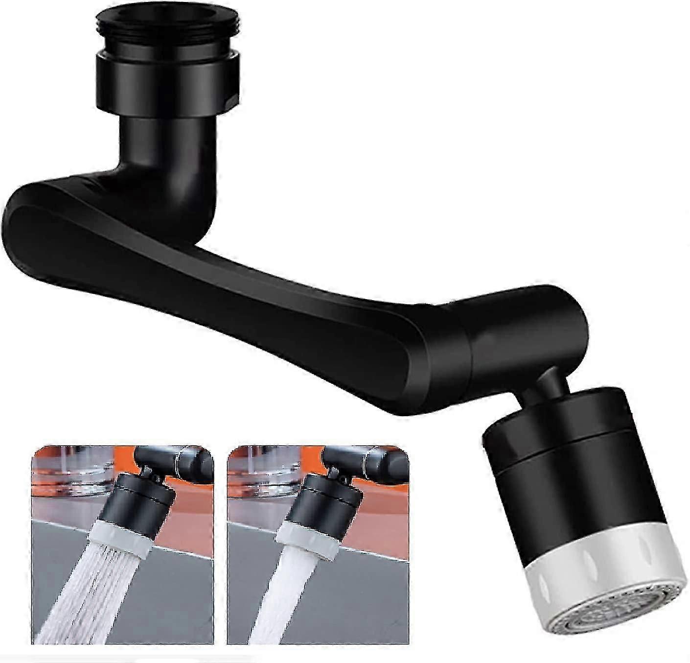 Black-1440 Degree Rotating Extension Aerator Faucet, Multifunctional Faucet Aerator Accessory With Two Mode Water Nozzle, Universal 1080 Filter Faucet