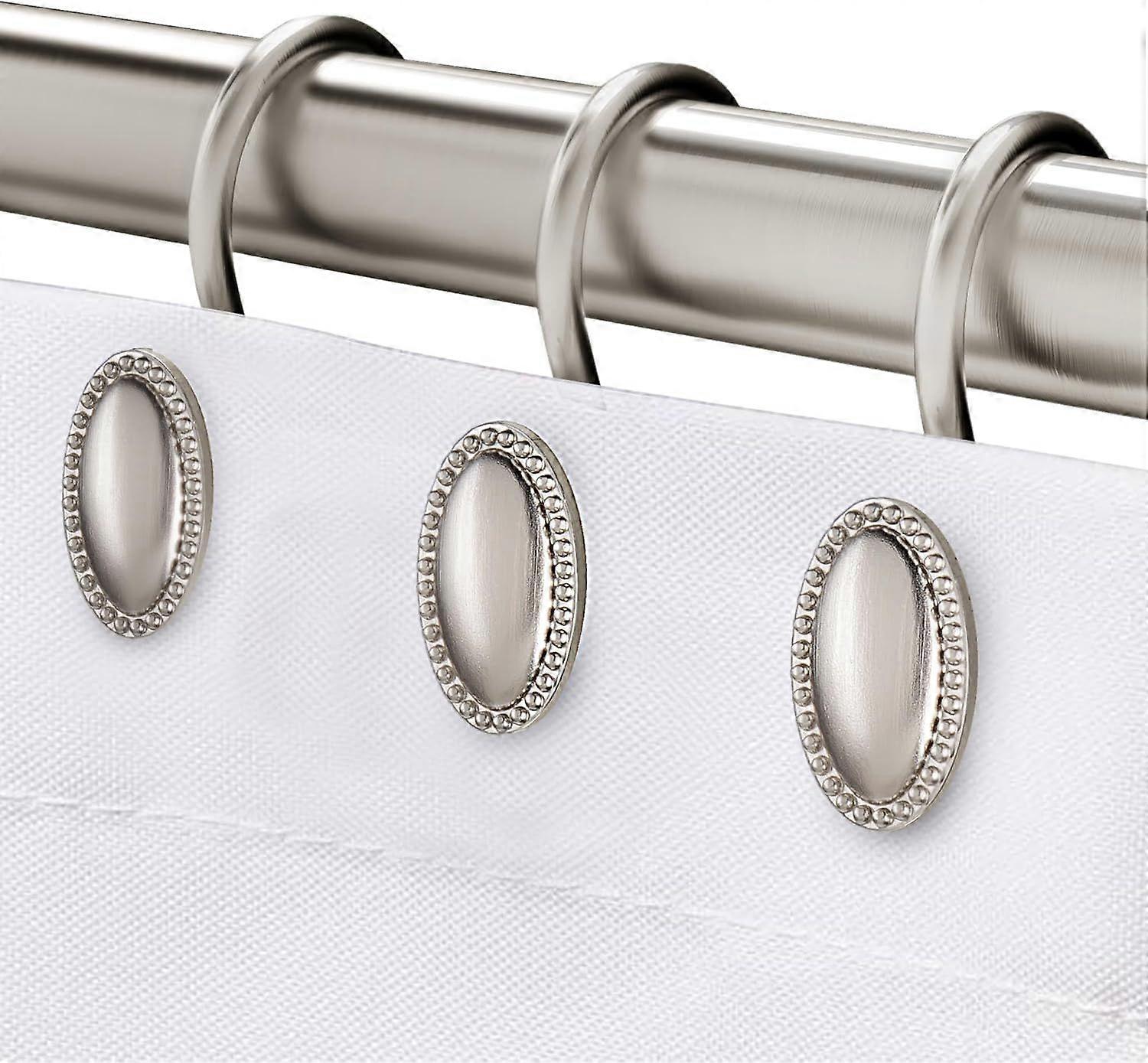 Brushed Nickel Shower Curtain Hooks, Decorative Shower