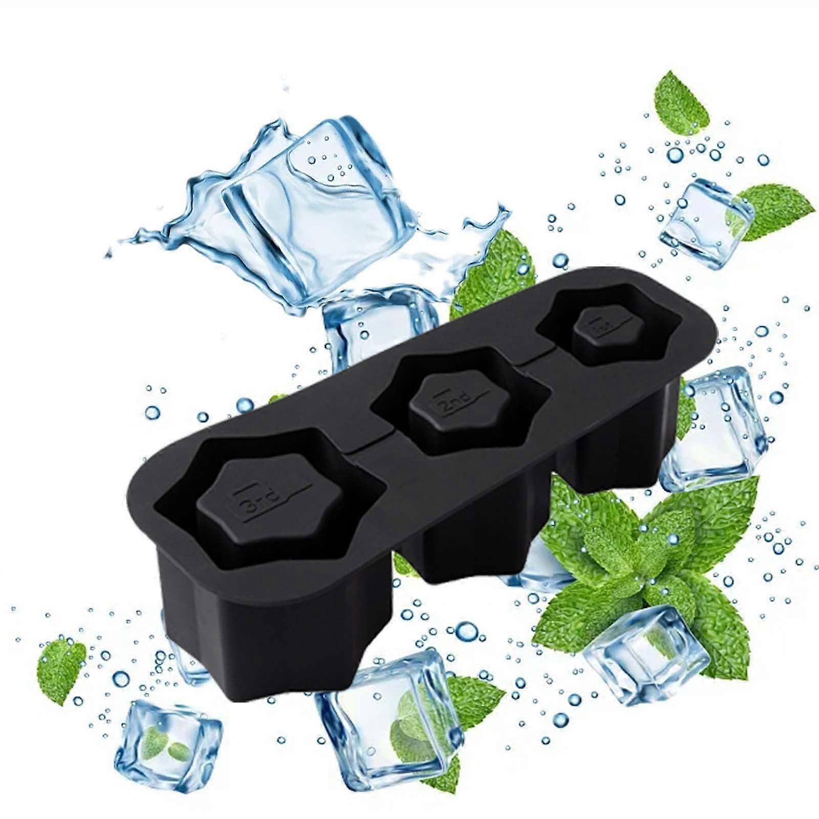 Fankiway Ice Lattice Cube Molds, Reusable Tray with Lid, 3 Hollow Cylinder Molds for Whiskey, Cocktails, Coffee, compatible with mugs and glasses