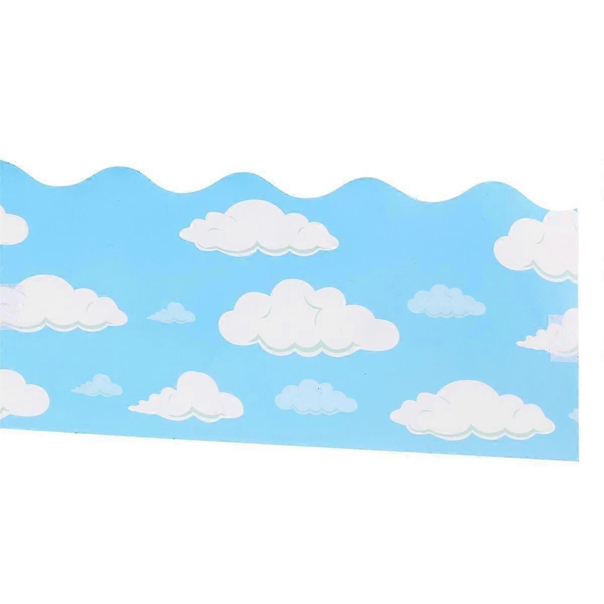 Cloud Bulletin Board Border: Scalloped Edge Decor Stickers for Classroom Trim