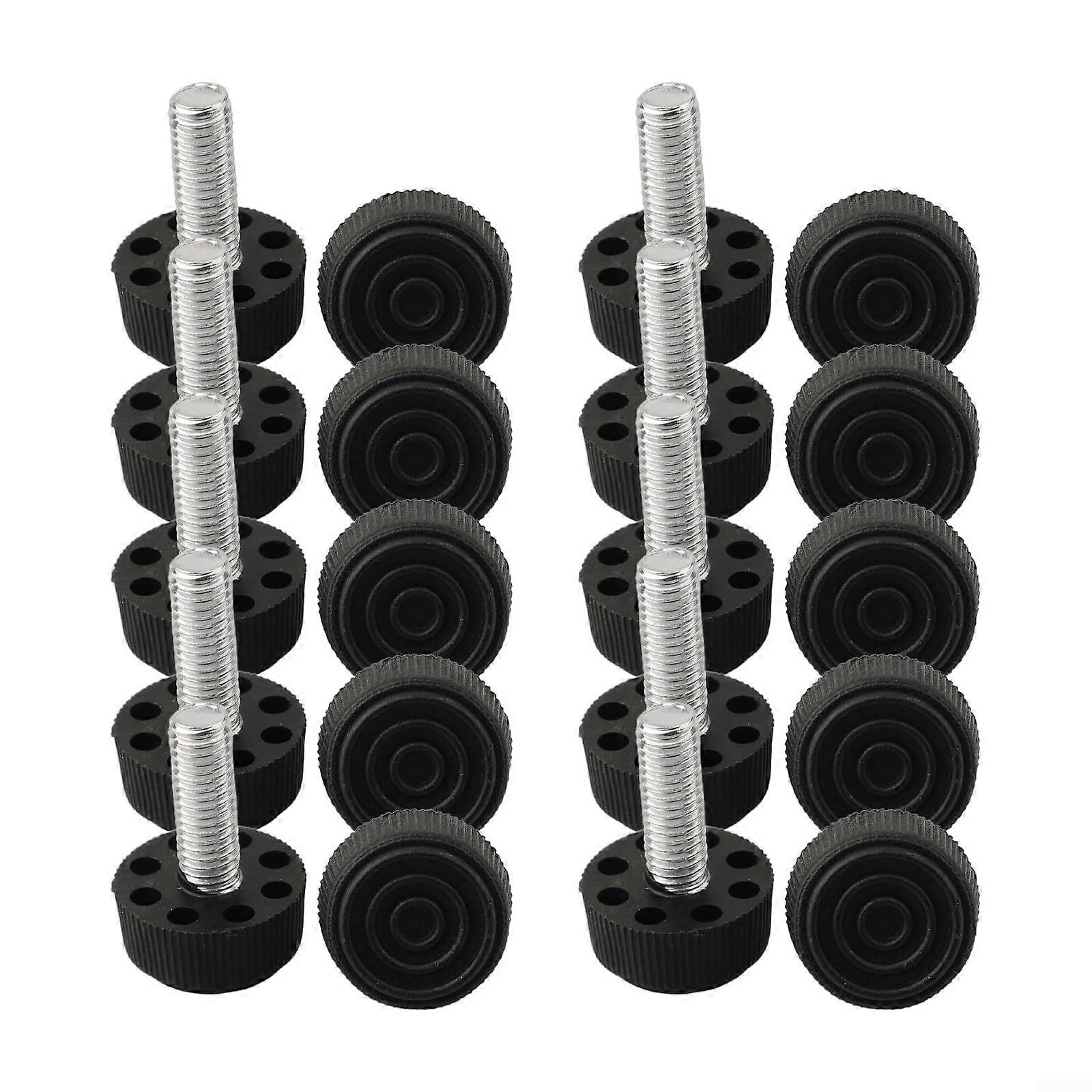 Adjustable Height Table Chair Leveling Feet with Plastic Base, M8 Thread, 10 Pack, 25mm