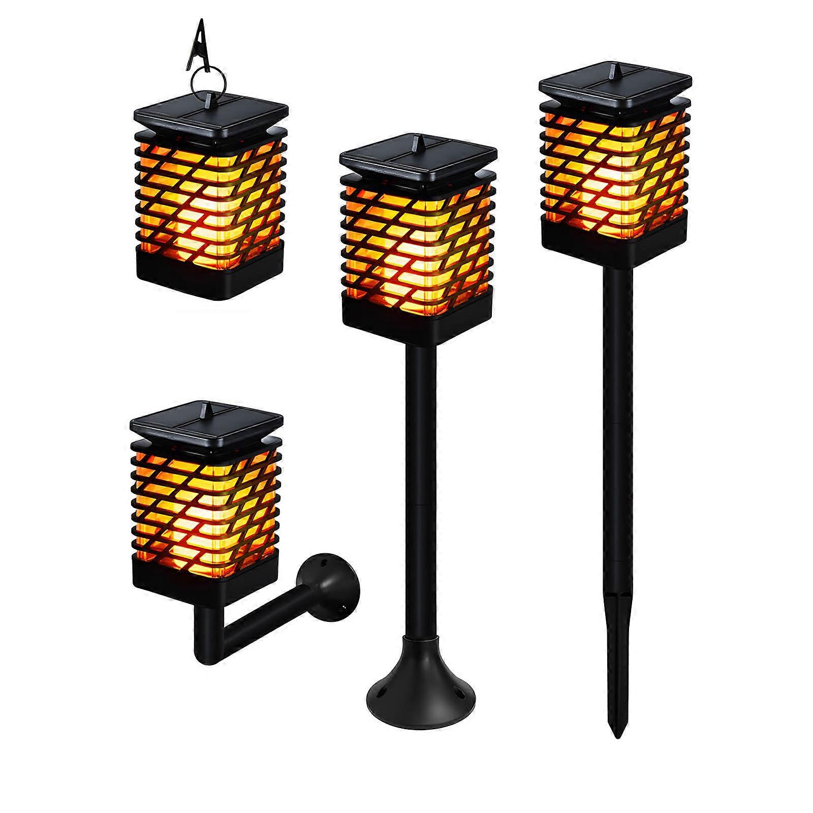 Realistic Dancing Flame Solar Light Weather Resistant Outdoor Wall Lamp for Yard Paths Automatic Charging System Multicolor