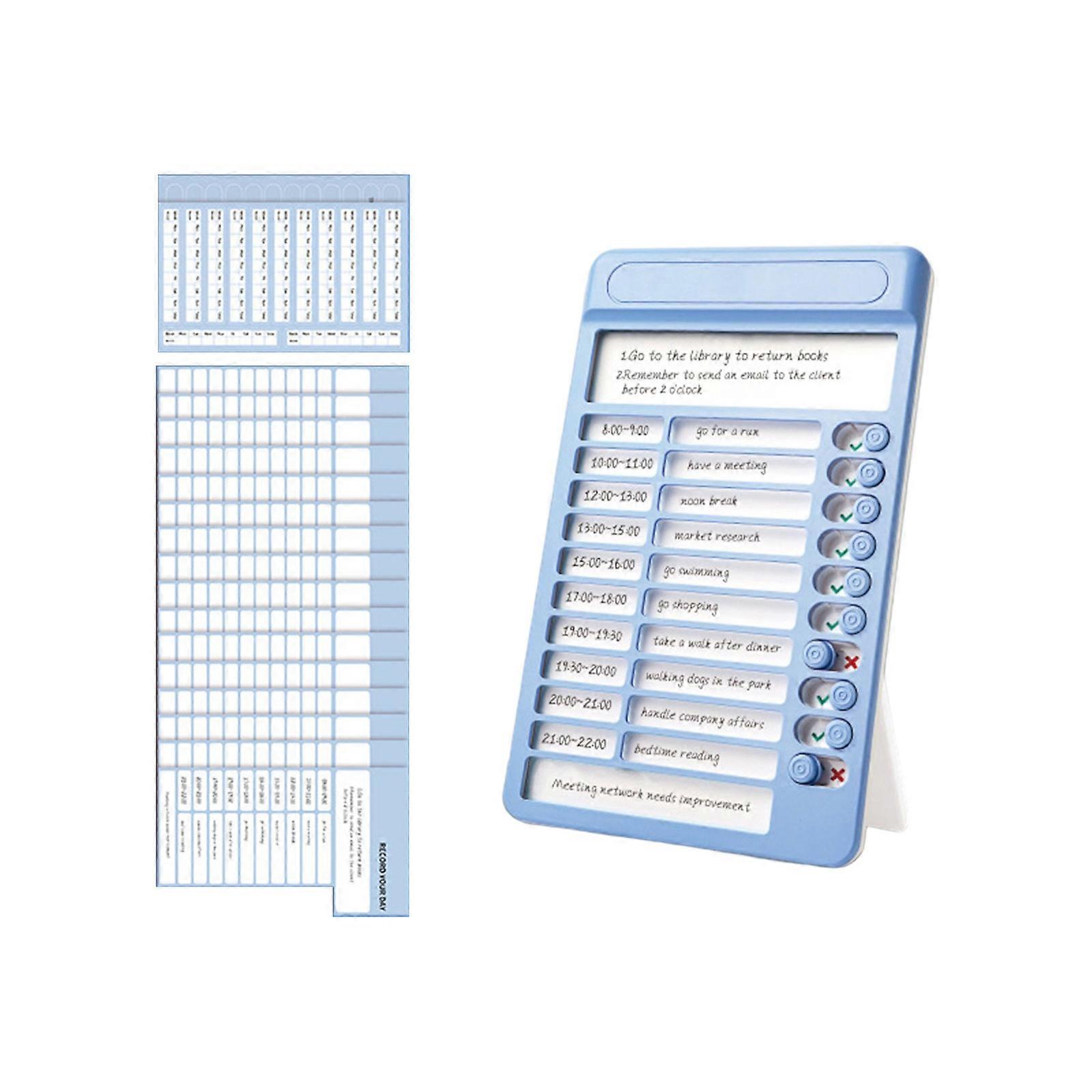 Daily Plan and Time Management Habits Tracking Board for Office Student and Discipline Plan To-Do List Memo  Blue
