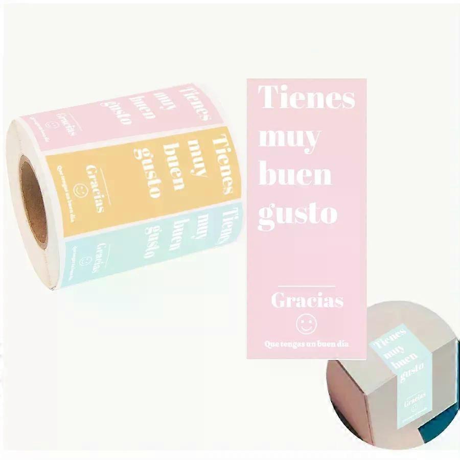 100 Pcs Spanish Thank You Stickers  5 Color Loop Small Business Packaging Labels Gracias Message for Orders & Gifts