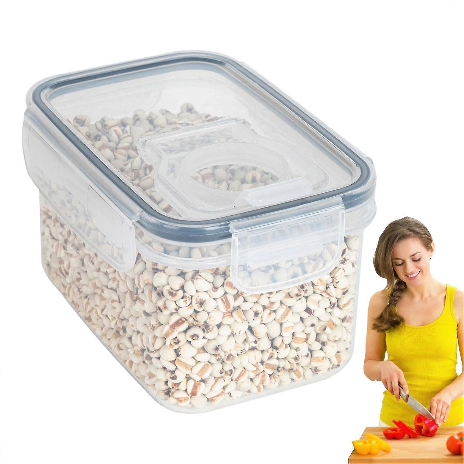 Clear Storage Boxes With Lids, Airtight Kitchen Organization Containers, Transparent Cereal and Sugar Dispenser for Dry Food