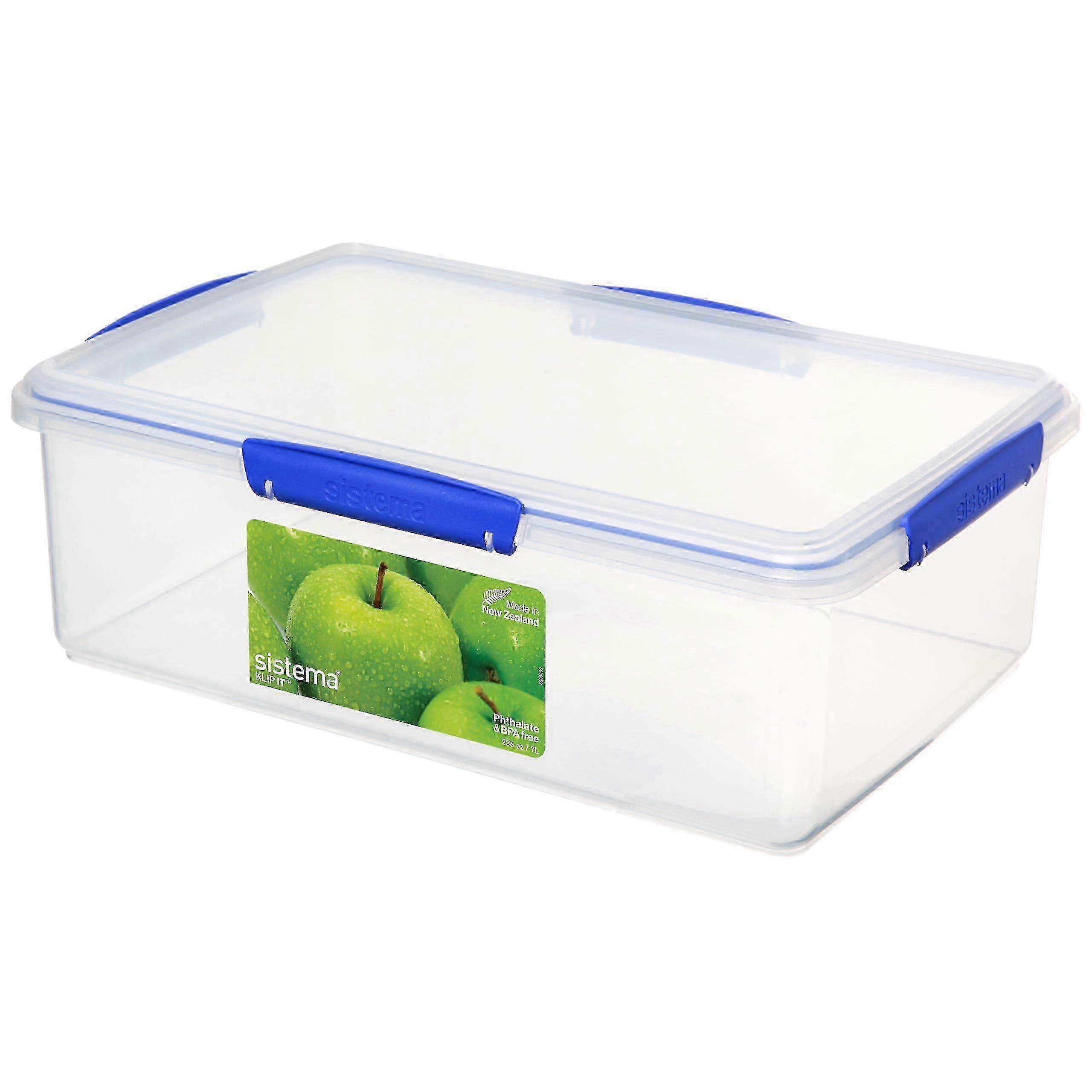 KLIP IT Food Storage Container 7 L Capacity Stackable Airtight Fridge Freezer Box With Lid BPA-Free Plastic Blue Clips z