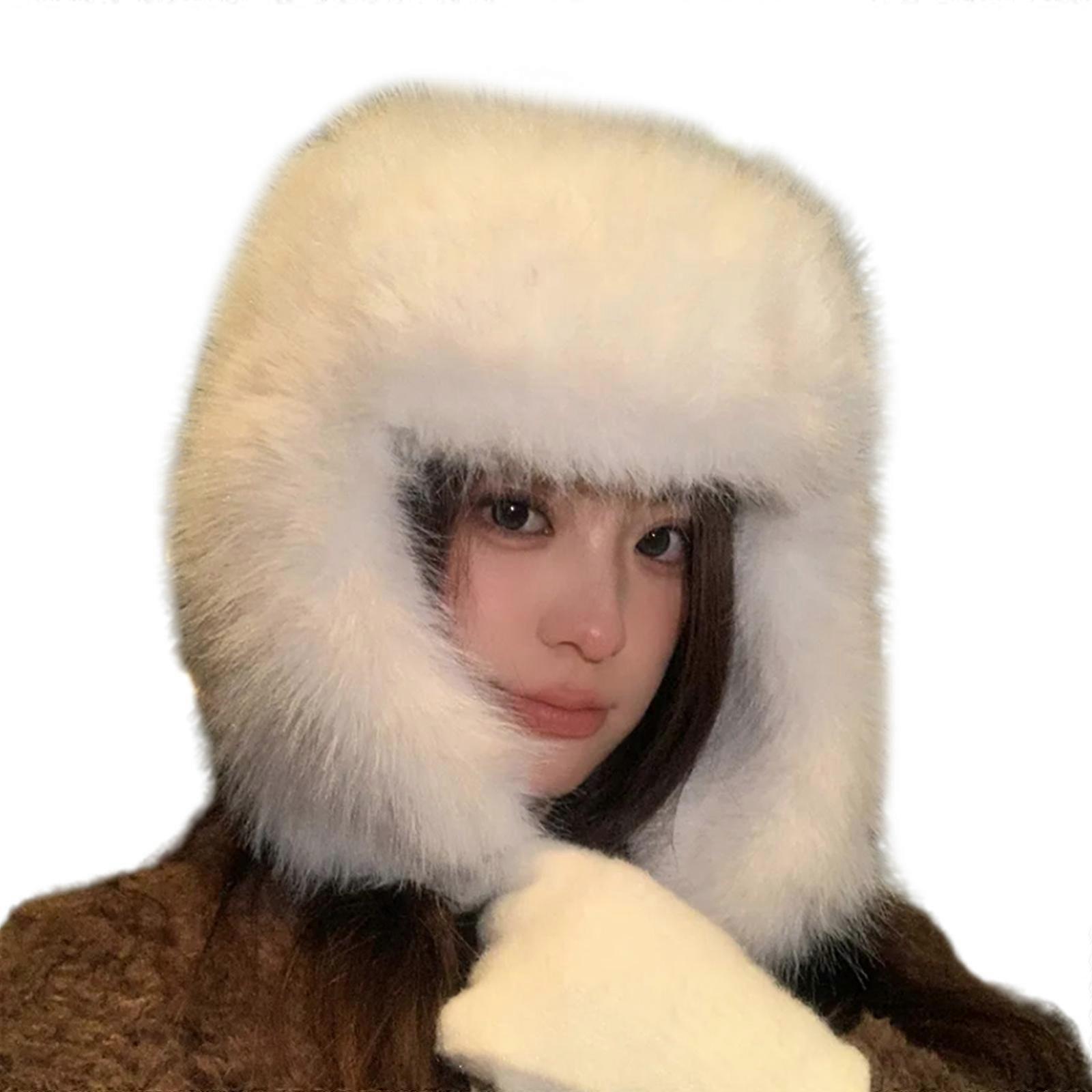 chlupatý trapper klobouk zahušťovat ushanka klobouk teplý klobouk zimní venkovní kostým doplněk teplý nadrozměrný trapper klobouk bílý