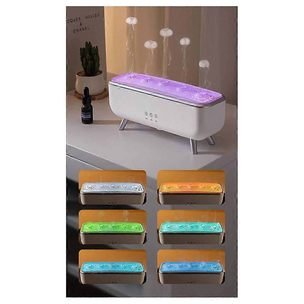 Jellyfish Decompression Effect Diffuser Simulation Flame Aroma Diffuser Colorful Lighting Humidifier for Office EU Plug