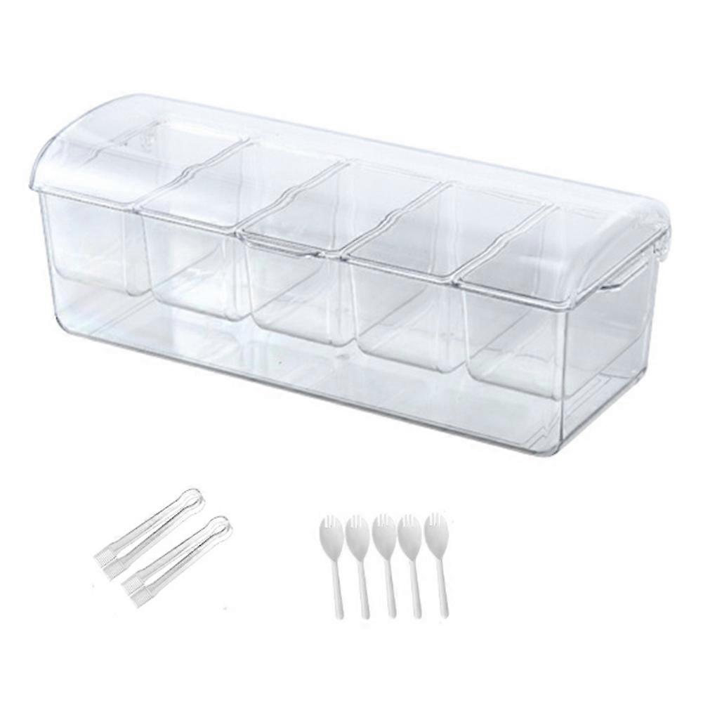 Condiment Tray with 5 Removable Compartments, Serving Platter with Lid, Serving Tray for Parties and Bar for Fruit Snack