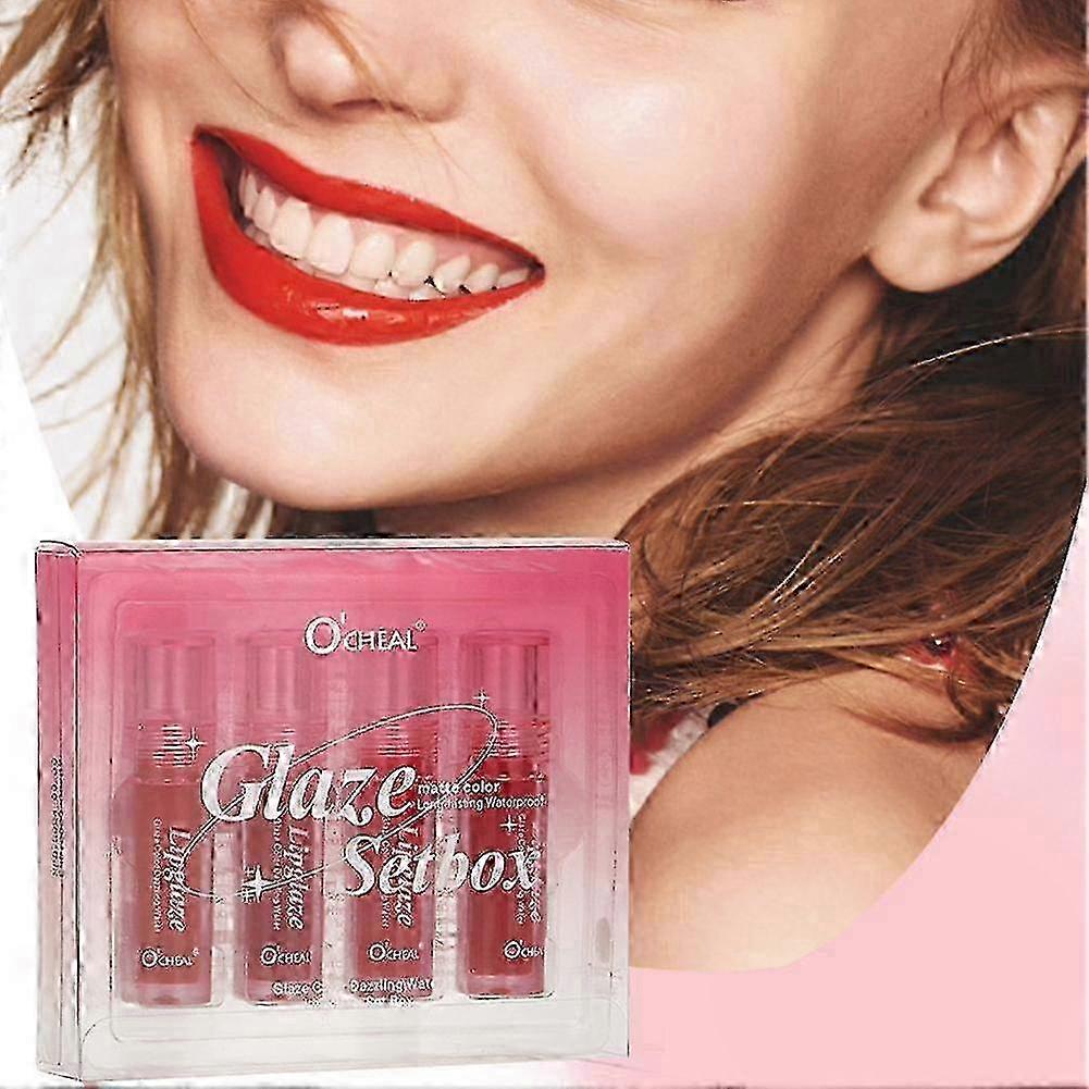 2025 4PCS Lip Gloss Set , Moisturizing Velvet, Non Stick Cup, Non Fading Lip Gloss
