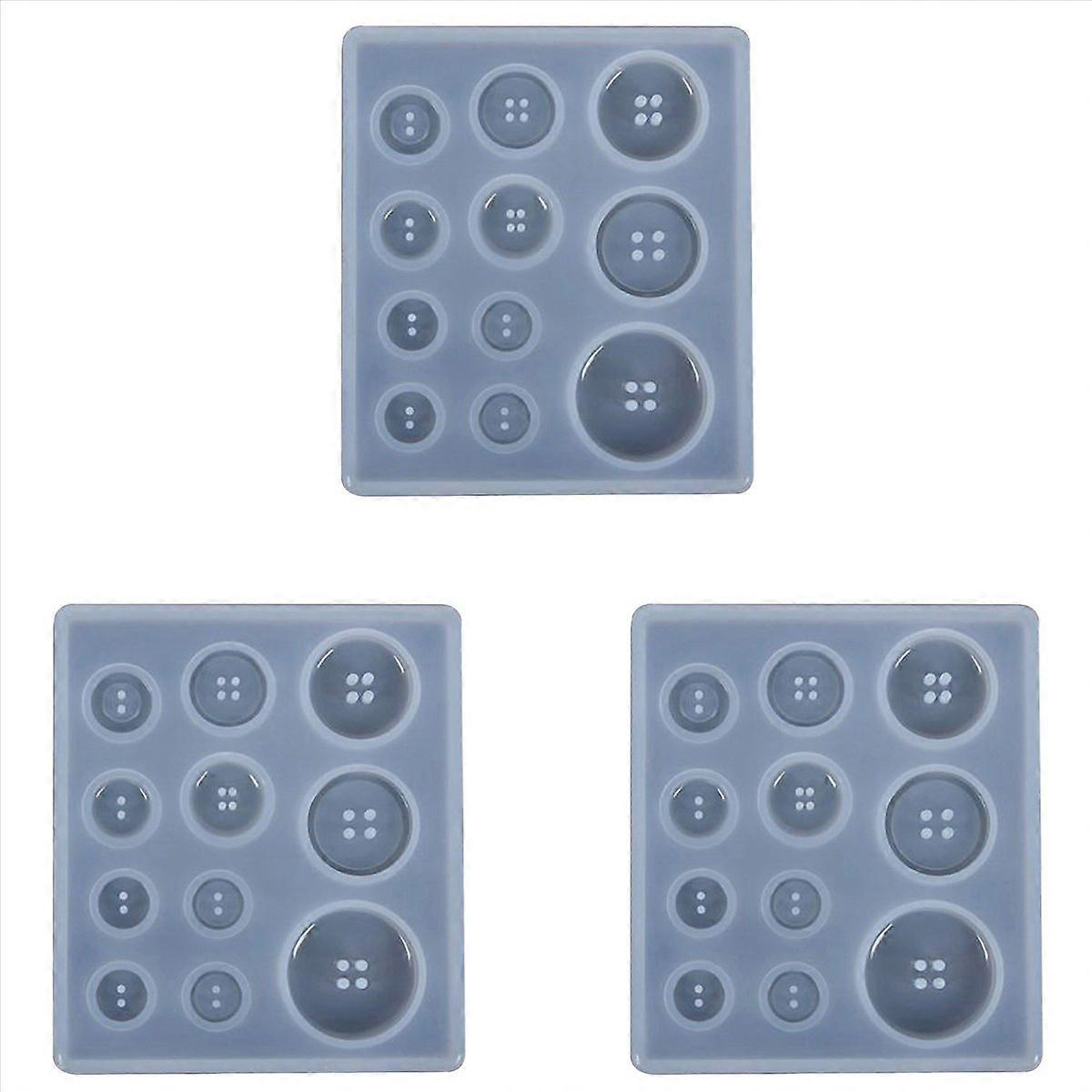 3X DIY Silicone Mold Resin Button Handmade Resin Mold with Hole Pendant Button Clay Epoxy Pendant fo