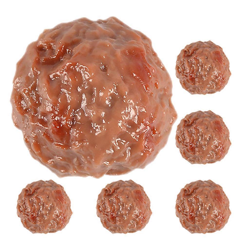 Artificial Beef Meatball Decoration Model for Decoration 6Pcs Brown PVC