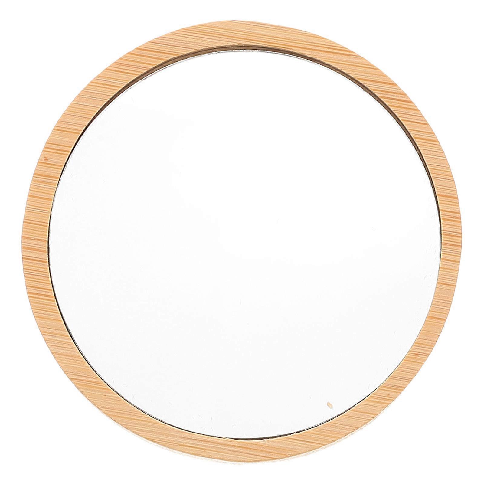 Portable Bamboo Mirror Small Round Compact Mirror for Women