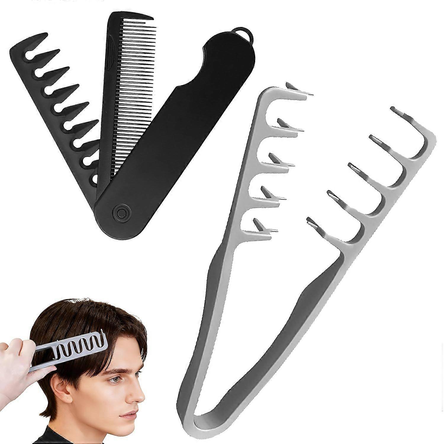 Texture Comb for Men, Voluminous Wide Tooth Comb for Fluffy & Textured Hairstyles, Gray