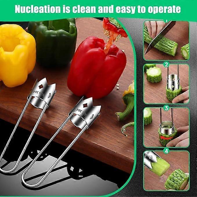Pepper Seed Corer Remover,Red Bell Pepper Seed Corer,Stainless Steel Fruite Corers,Apple Corer Tool,For Vegetables Fruit Corers Kitchen Gadget