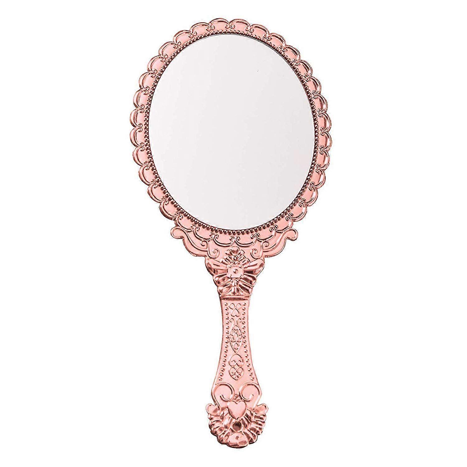 Vintage Hand Mirror with Handle  Elegant Retro Handheld Makeup Vanity Mirror Gold 9.8x4.5in