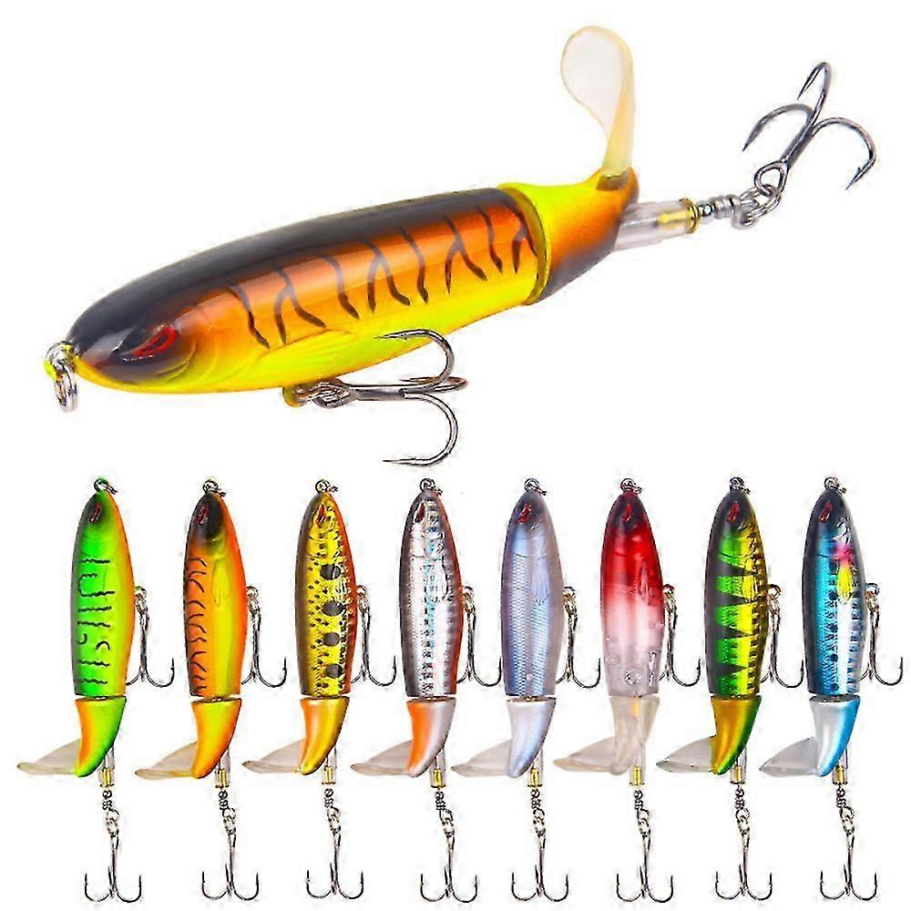 Whopper Plopper Topwater Leurres de pêche flottants Queue rotative pour carpe bar brochet