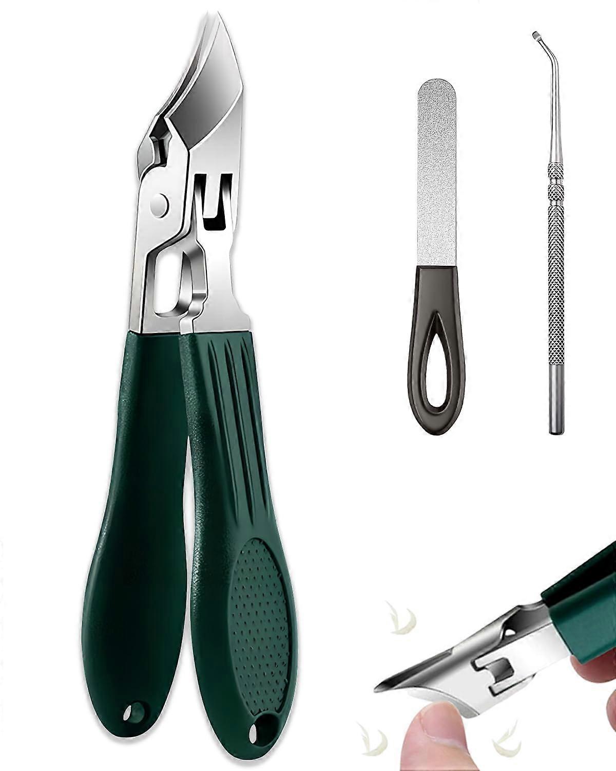 Ingrown Toenail Clippers for Thick Nails with Sharp Eagle Beak Blades and Ergonomic Antislip Handle Green
