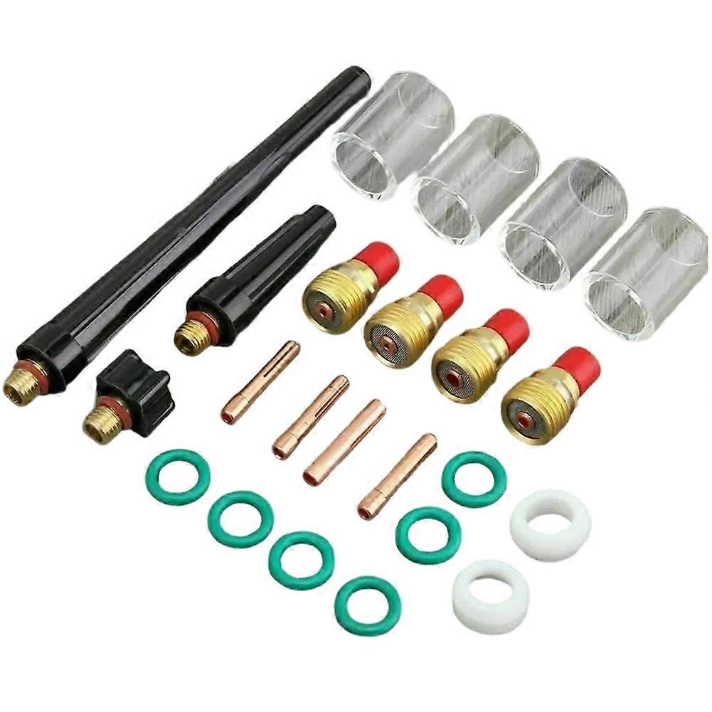 23Pcs TIG Welding Stubby Gas Lens 10 Pyrex Cup Kit for Tig WP-17/18/26 Torch