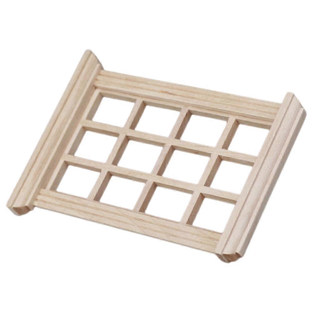 Mini Wooden Doll House Window for DIY Use 12-Pane Blank Window 1 Piece