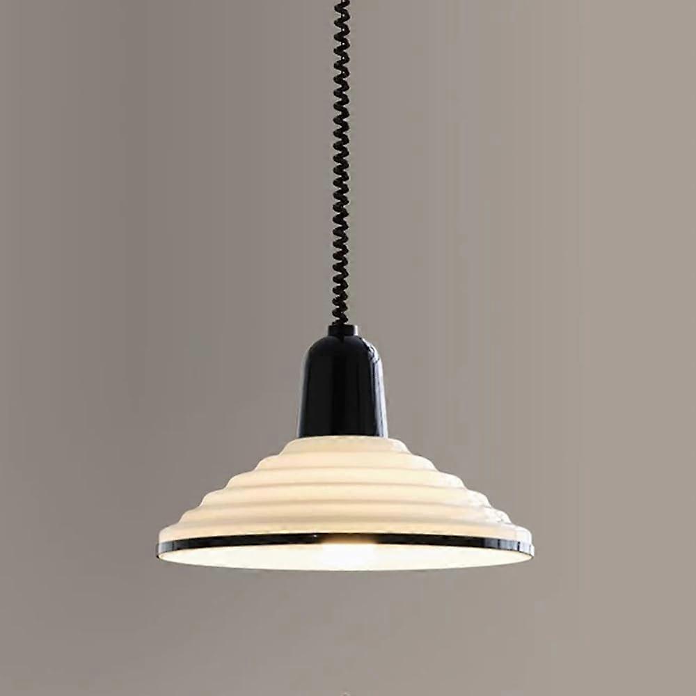Pendant Light with Adjustable Cream Glass Shade for Modern Minimalist Kitchen Island Lighting