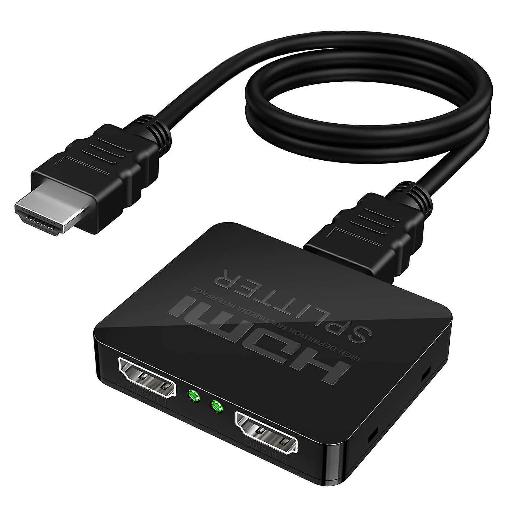 4K HDMI Splitter 1 in 2 Out Dual Monitor Output with Audio HDR for TV and Projector