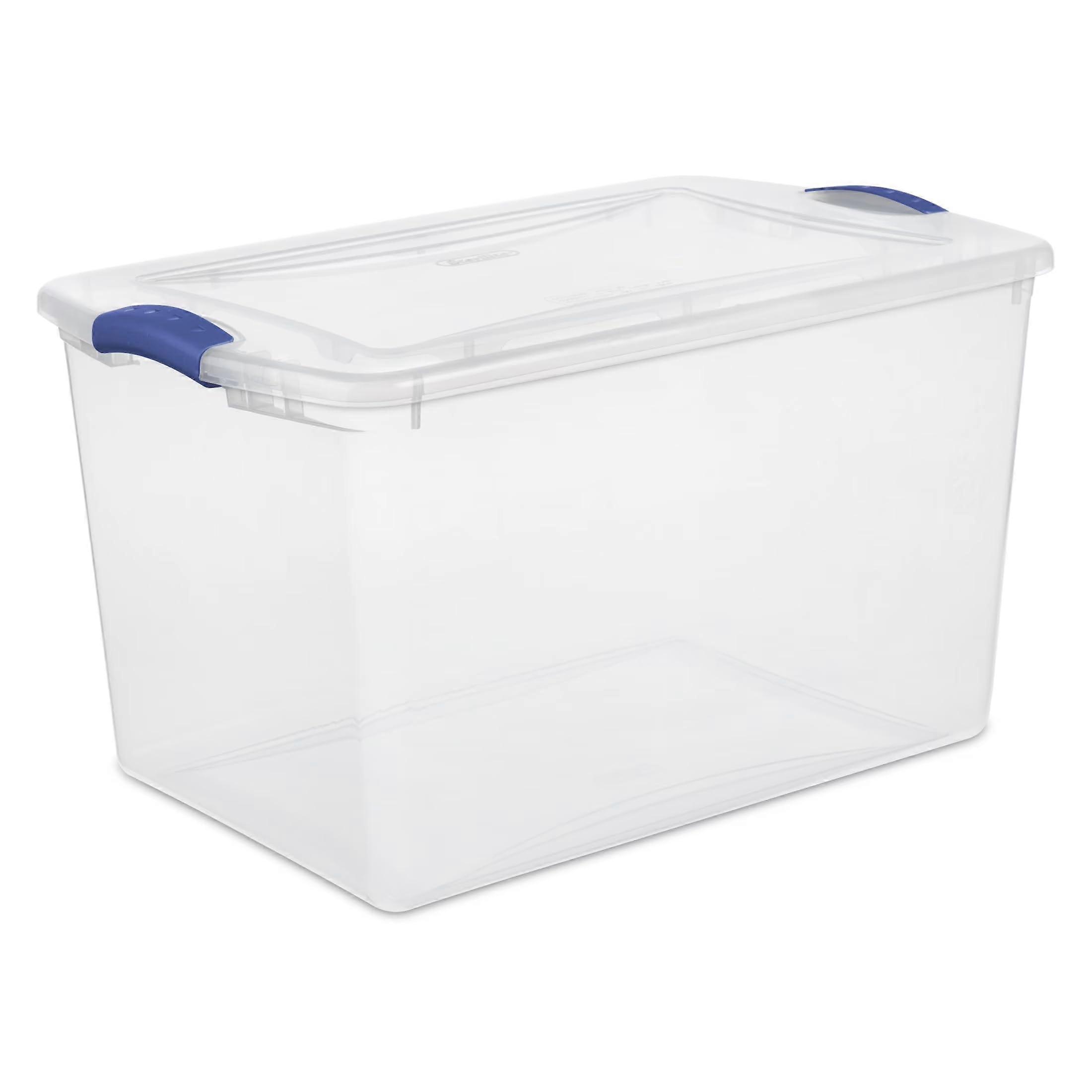 66 Quart Clear Plastic Storage Bin with Secure Latching Lid for Clothes and Blanket Storage