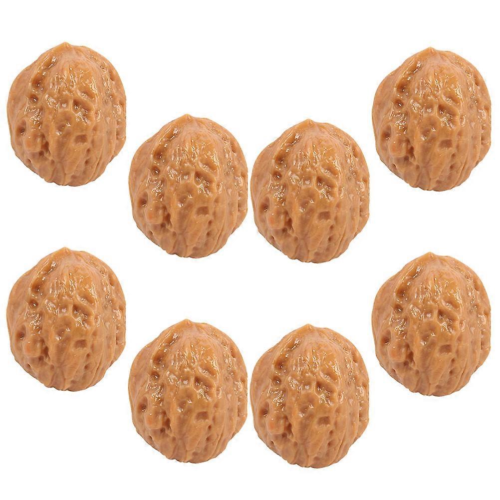 Artificial Walnuts Fake Nut Simulation for Decor 8Pcs Brown PVC Models