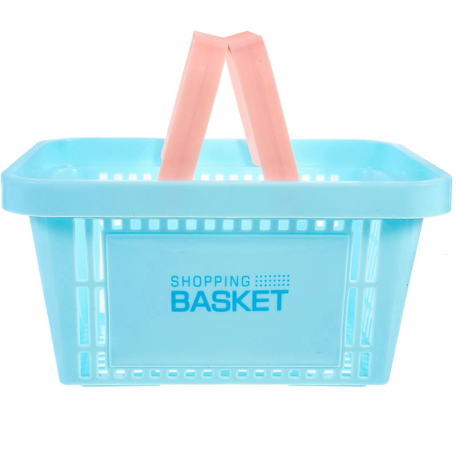 Sky-Blue Storage Basket PP Shopping Basket for Storage Handheld